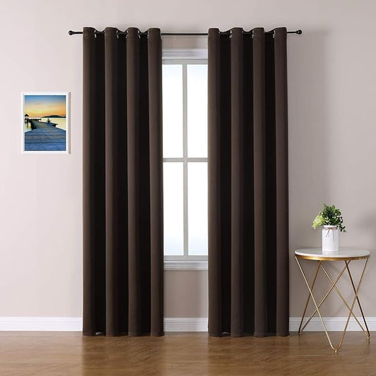 ChrisDowa Blackout Curtains 120 Inches Long 2 Panels Set for Living Room, Grommet Thermal Insulated Room Darkening Curtains for Bedroom (Brown, 52 x 120 Inch)