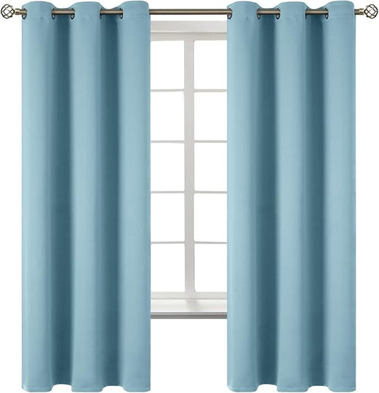 BGment Room Darkening Curtains 63 Inches Long - Grommet Thermal Insulated Drapes Window Treatment Curtains for Bedroom, 2 Panels, 42 x 63 Inch, Greyish Blue