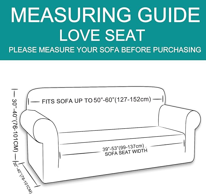 U-NICE HOME Loveseat Cover Stretch Couch Cover Sofa Cover Sofa Slipcover Furniture Protector for 2 Cushion Couch Sofa Pet Friendly(Loveseat, Black)