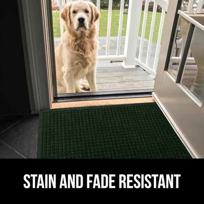 GORILLA GRIP® Ultra Absorbent Front Door Mat Outside Entrance, 35x23, Traps Dirt and Moisture, HydroABSORB Indoor Outdoor Doormat Holds Up to 5.7 Cups Water, Stain and Fade Resistant Welcome Mat Green