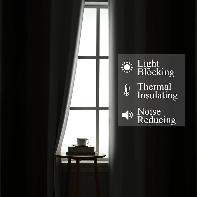 Estelar Textiler Brown and Greyish White Gradient Blackout Curtains for Bedroom, Thermal Insulated Ombre Blackout Drapes, Full Room Darkening Energy Saving Curtains for Living Room,52Wx84L,2 Panels