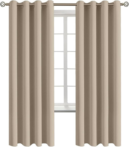 BGment Blackout Curtains - Grommet Thermal Insulated Room Darkening Bedroom and Living Room Curtains, Set of 2 Panels (55 x 69 Inch, Sand)
