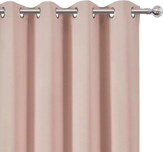 LEMOMO Blackout Curtains 66 x 54 Inch Long Blush Curtains Set of 2 Panels Room Darkening Curtains for Bedroom and Living Room