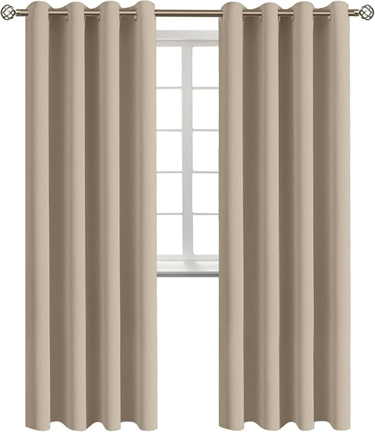 BGment Blackout Curtains - Grommet Thermal Insulated Room Darkening Bedroom and Living Room Curtains, Set of 2 Panels (52 x 84 Inch, Sand)
