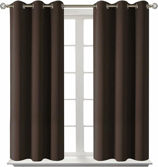 BGment Blackout Curtains for Living Room - Grommet Thermal Insulated Room Darkening Curtains for Bedroom, Set of 2 Panels (38 x 54 Inch, Brown)