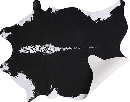 AROGAN Faux Cow Hide Rug, Premium Cow Print Rug Animal Area Rug for Western Decor, Cowhide for Bedroom, Living Room, Cute Decor Black and White, 6.2 x 7 Feet