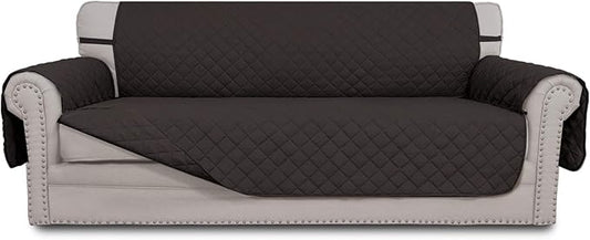 Easy-Going Reversible Couch Cover for 3 Cushion Couch Sofa Cover for Dogs Water Resistant Furniture Protector Cover with Foam Sticks Elastic Straps for Pet Cat (Sofa, Chocolate/Chocolate)