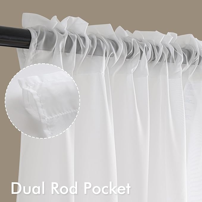 MIULEE White Valance for Windows, 4 Panels Set, Light Filtering Small Short Valance Sheer Curtains for Living Room/Bedroom/Bathroom/Basement, 42W x 14 Inches