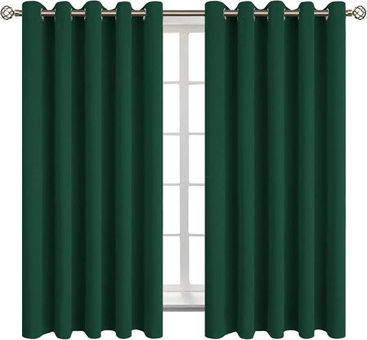 BGment Blackout Curtains for Bedroom - Grommet Thermal Insulated Room Darkening Drapes for Living Room, Set of 2 Panels (70 x 63 Inch, Emerald Green)