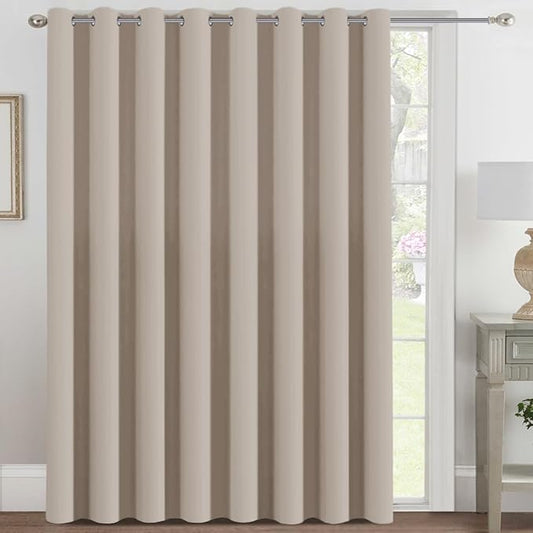 H.VERSAILTEX Blackout Patio Curtains 100 x 108 Inches for Sliding Door Extral Wide Blackout Curtain Panels Thermal Insulated Room Divider - Grommet Top, 9' Tall by 8.5' Wide - Fog