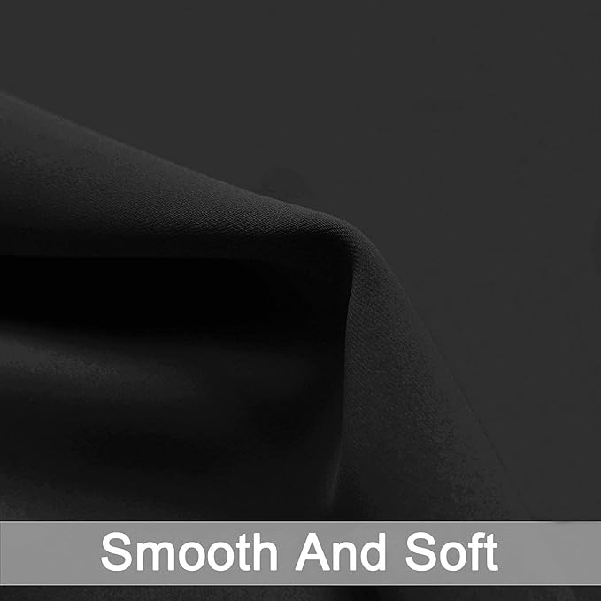 Yakamok 84 Inch Length Blackout Curtains for Bedroom, Thermal Insulated Room Darkening Grommet Top Window Drapes for Living Room,Black,42W x 84L,2 Panels