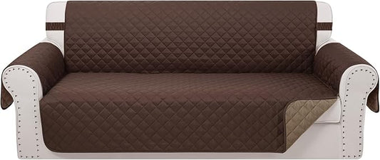 Reversible Oversized Sofa Covers Couch Cover Furniture Protector for Dogs Elastic Straps Water Resistant(XLSofa Chocolate/Taupe)