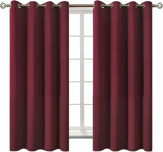 BGment Blackout Curtains - Grommet Thermal Insulated Room Darkening Bedroom and Living Room Curtains, Set of 2 Curtain Panels (52 x 63 Inch, Burgundy)