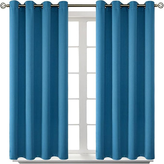 BGment Blackout Curtains - Grommet Thermal Insulated Room Darkening Bedroom and Living Room Curtains, Set of 2 Panels (52 x 45 Inch, Steel Blue)