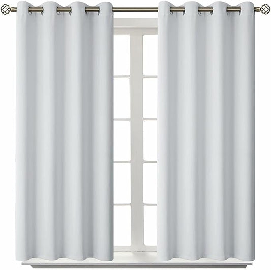 BGment Room Darkening Curtains 45 Inches Long - Grommet Thermal Insulated Drapes Window Treatment Curtains for Bedroom, 2 Panels, 52 x 45 Inch, Greyish White