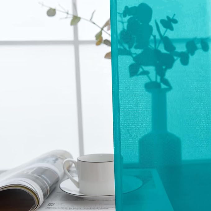 SpaceDresser Sheer Voile Window Treatment Rod Pocket Curtain Panels for Kitchen Bedroom Living Room Drapes Sunlight Filtering Privacy Semi Home Decor Assorted (Peacock Blue, 52 W x 72 L)