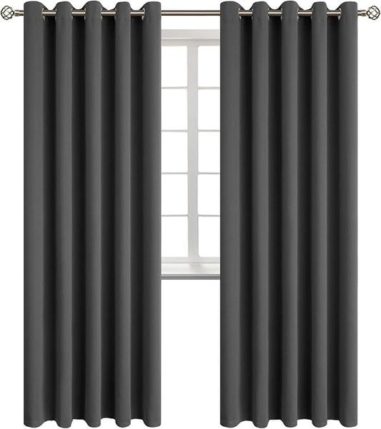 BGment Blackout Curtains for Bedroom - Grommet Thermal Insulated Room Darkening Curtains for Living Room, Set of 2 Panels (70 x 84 Inch, Dark Grey)