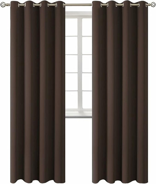 BGment Blackout Curtains for Living Room - Grommet Thermal Insulated Room Darkening Curtains for Bedroom, Set of 2 Panels (52 x 84 Inch, Brown)