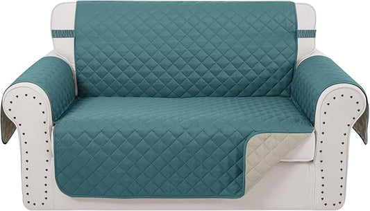 Reversible Loveseat Sofa Covers Couch Cover Furniture Protector(Loveseat,Blue/Beige)