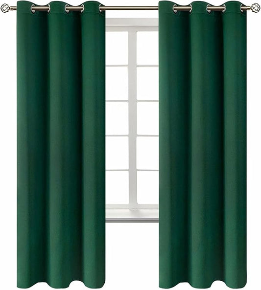 BGment Blackout Curtains for Kids Bedroom - Grommet Thermal Insulated Room Darkening Curtains for Living Room, Set of 2 Panels (42 x 72 Inch, Emerald)