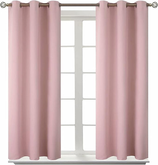 BGment Room Darkening Curtains 54 Inches Long - Grommet Thermal Insulated Drapes Window Treatment Curtains for Bedroom, 2 Panels, 38 x 54 Inch, Baby Pink