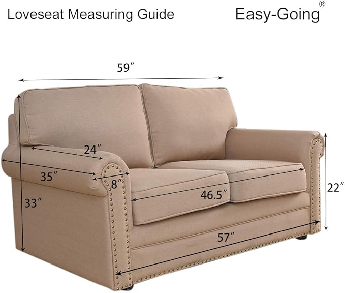 Easy-Going Stretch Loveseat Slipcover 1-Piece Sofa Cover Furniture Protector Couch Soft with Elastic Bottom for Kids Polyester Spandex Jacquard Fabric Small Checks (Loveseat, Light Gray)