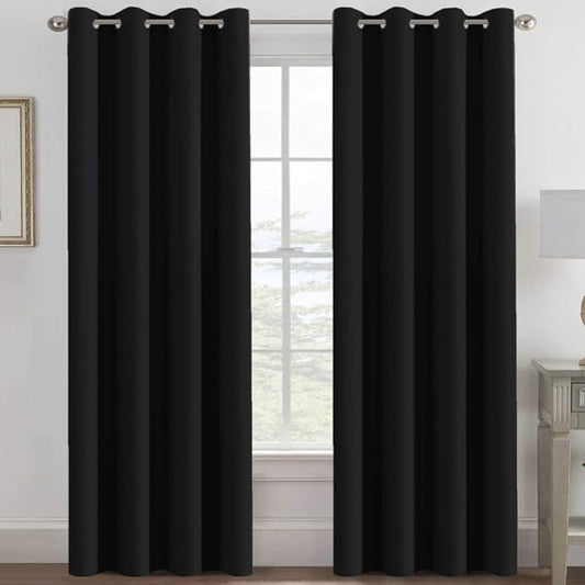 H.VERSAILTEX Blackout Curtains for Bedroom Black Out Curtains 120 inch Thermal Insulated Long Blackout Curtains for Living Room, Energy Saving Curtains for Sliding Glass Door (1 Panel, Jet Black)
