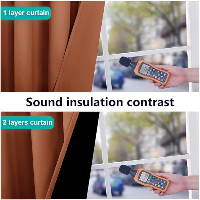 NICETOWN 100% Blackout Window Curtain Panels, Full Light Blocking Drapes with Black Liner for Nursery, 72-inch Drop Thermal Insulated Draperies (Burnt Orange, 2 Pieces, 70-inch Wide Per Panel)