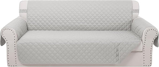 Reversible Sofa Covers Couch Cover Furniture Protector for Dogs Elastic Straps Water Resistant(Sofa,Light Grey/Light Grey)