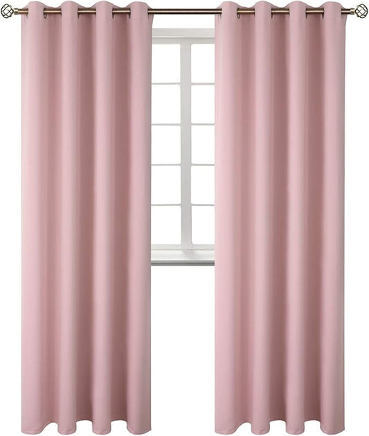 BGment Room Darkening Curtains 120 Inches Long - Grommet Thermal Insulated Drapes Window Treatment Curtains for Bedroom, 2 Panels, 52 x 120 Inch, Baby Pink