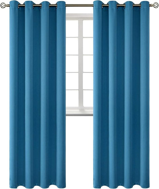 BGment Blackout Curtains - Grommet Thermal Insulated Room Darkening Bedroom and Living Room Curtains, Set of 2 Panels (52 x 95 Inch, Steel Blue)