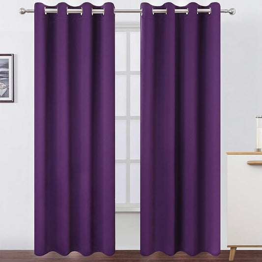 LEMOMO Blackout Curtains 52 x 120 Inch Long Purple Curtains Set of 2 Panels Room Darkening Curtains for Bedroom and Living Room