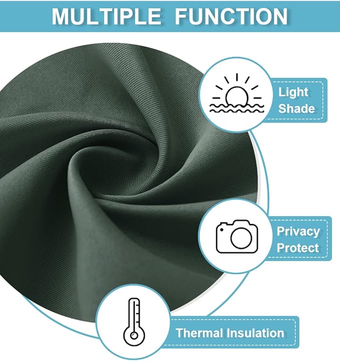 RYB HOME 54 inch Blackout Curtains for Living Room, Rod Pocket Thermal Insulated Small Window Drapes Room Darkening Shades for Bedroom Studio Dorm, W 42 x L 54 inch, Set of 2 Panels, Dark Green