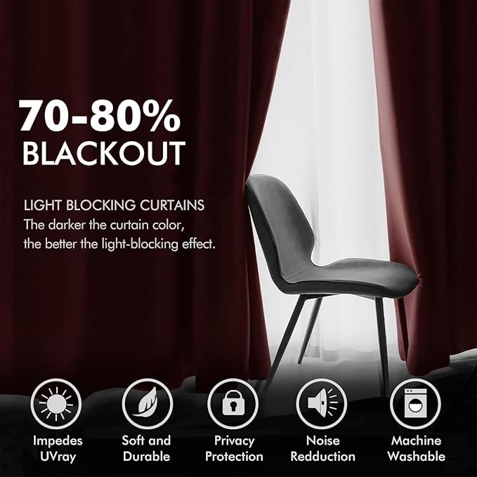 MIULEE Christmas Red Velvet Curtains Elegant Grommet Curtains Thermal Insulated Soundproof Room Darkening Black Out Curtains/Drapes for Classical Living Room Bedroom Decor 52 x 108 Inch Set of 2