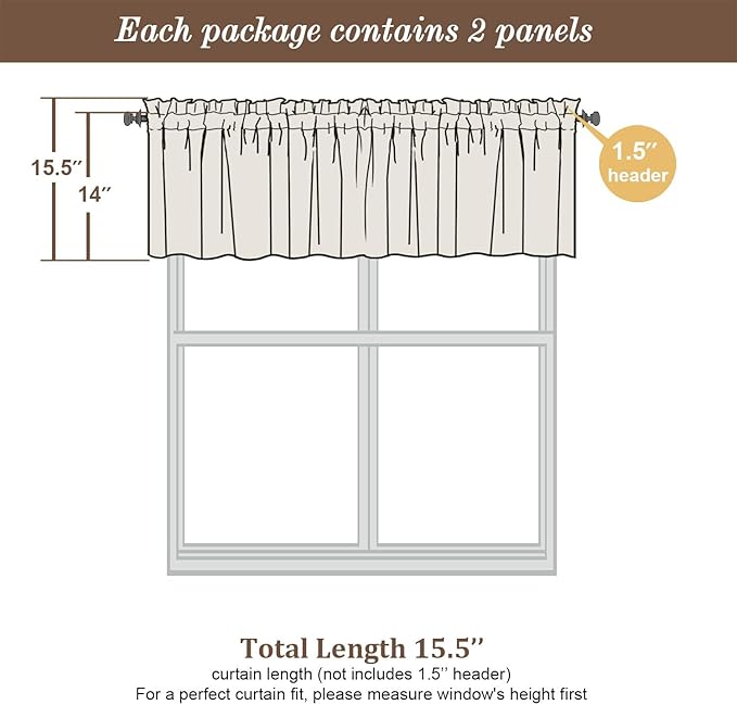 Chyhomenyc Sheer Valances for Windows, Light Filtering Small Window Curtains for Living Room Bathroom Cafe Laundry Basement, Top Dual Rod Pocket Voile Curtain, 42Wx14L inches, Hot Pink, 2 Pieces