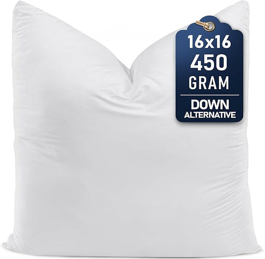 Utopia Bedding Throw Pillows (Set of 1, White) – 16 x 16 Inches Down Alternative Pillows for Bed, Sofa, and Couch - Fluffy Decorative Stuffer Pillow for Indoors & Outdoors