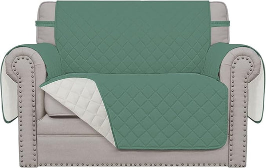 Easy-Going Oversized Chair Sofa Slipcover Reversible Sofa Cover Water Resistant Couch Cover Furniture Protector Cover with Elastic Straps for Pets Dog (Oversized Chair, Cyan/Ivory)