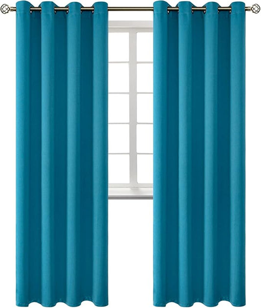 BGment Blackout Curtains - Grommet Thermal Insulated Room Darkening Bedroom and Living Room Curtains, Set of 2 Panels (52 x 84 Inch, Peacock Blue)