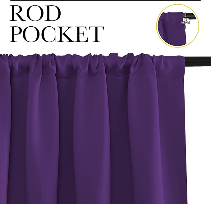 NICETOWN Blackout Curtains for Living Curtains, Royal Purple, 2 Panels, 29 by 30, Room Darkening Window Curtain Panels, Easy-Care Solid Thermal Insulated Draperies/Drapes for Daughter Room