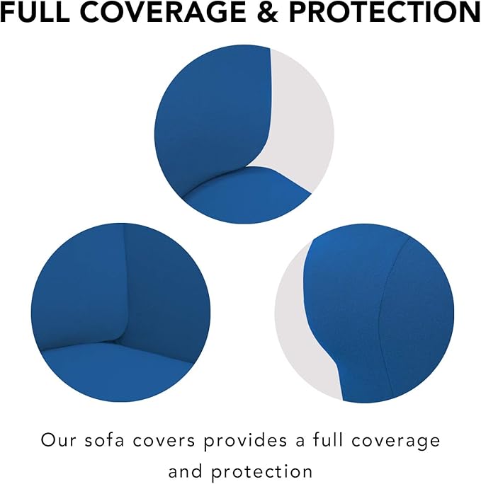 PureFit Super Stretch Sofa Slipcover – Spandex Non Slip Soft Couch Sofa Cover, Washable Furniture Protector with Non Skid Foam and Elastic Bottom for Kids, Pets （Oversized Sofa, Classic Blue）