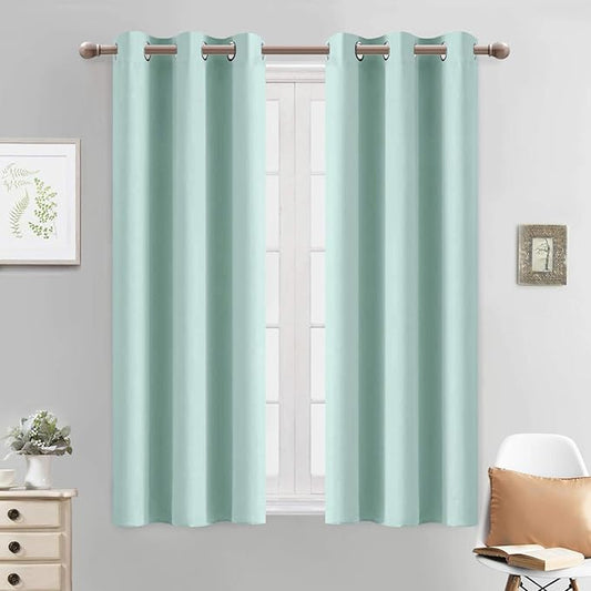 Yakamok Blackout Curtains Room Darkening Thermal Insulated with Grommet Window Curtain for Living Room, 38 x 54 inch, Aqua, 2 Panels