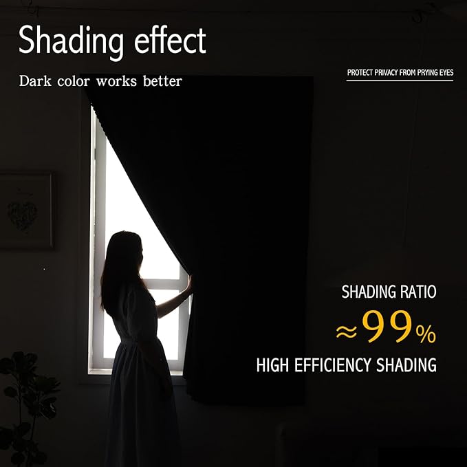 Self Adhesive Curtains, Black Out Shade for Window, Blackout Fabric Temporary Window Coverings Easy to Hang Curtains No Rod Needed, Use for Bedroom, Room, Kitchen, 35"W X 71"L, Lake Blue, 1 Panel