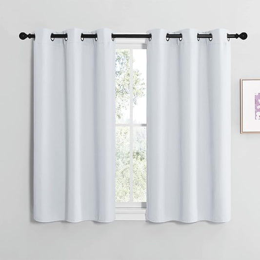 NICETOWN Room Darkening Draperies Curtains Panels, Window Treatment Thermal Insulated Grommet Room Darkening Curtains/Drapes for Bedroom (Greyish White, 2 Panels, W42" X L40")