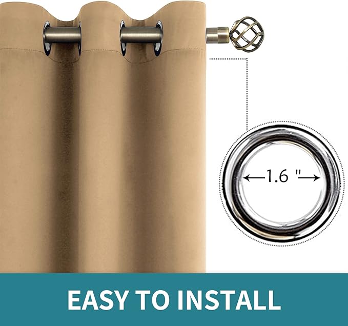 BGment Blackout Curtains for Living Room - Grommet Thermal Insulated Room Darkening Curtains for Bedroom, 2 Panels of 52 x 84 Inch, Khaki