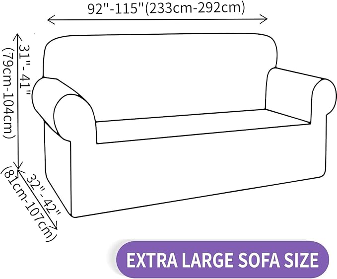 ZNSAYOTX Oversized Super Stretch Couch Cover (92"-115"), New Striped Sofa Covers Comfortable & Durable, Dog Cat Pets Friendly Extra Large Spandex Sofa Slipcovers (Light Coffee, XL Sofa)