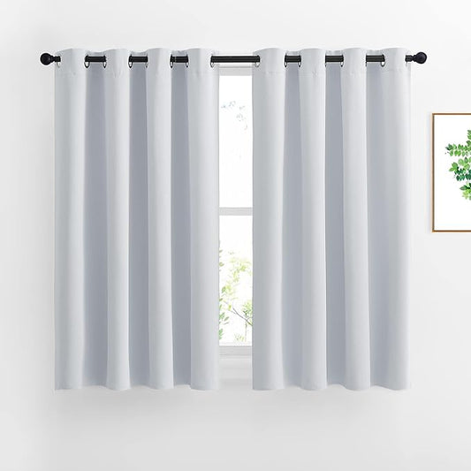 NICETOWN Room Darkening Curtains for Living Room - Window Treatment Thermal Insulated Grommet Darkening Panels/Drapes for Bedroom (Light Grey=Greyish White, 2 Panels, 52 by 45)