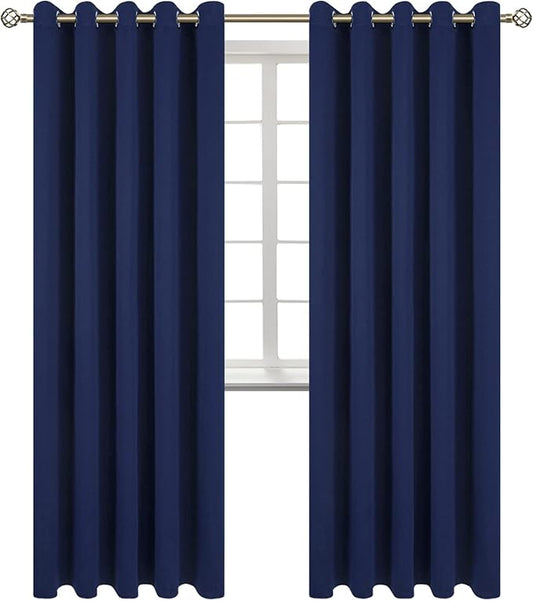BGment Blackout Curtains for Bedroom - Grommet Thermal Insulated Room Darkening Curtains for Living Room, Set of 2 Panels (70 x 84 Inch, Navy Blue)