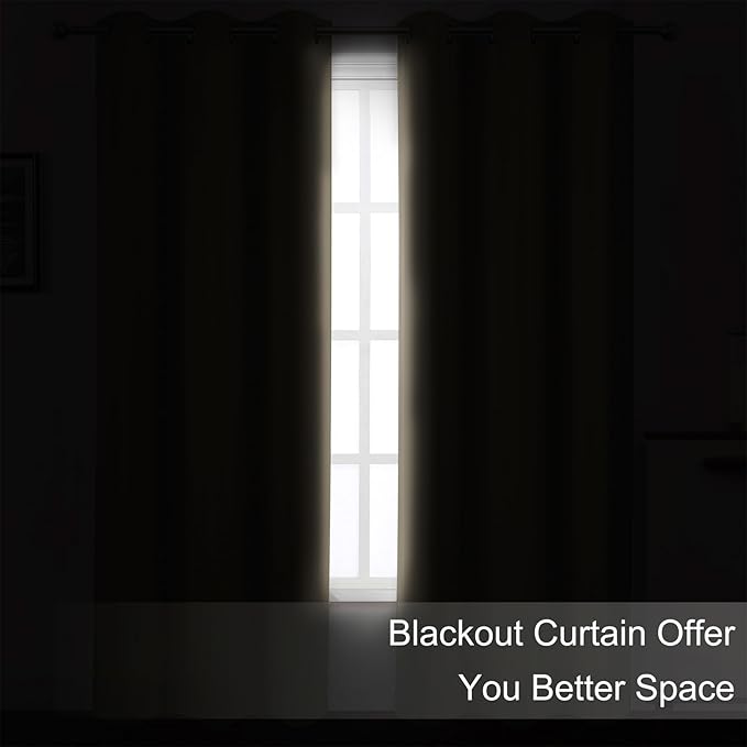 LEMOMO Khaki Thermal Blackout Curtains/52 x 95 Inch/Set of 2 Panels Room Darkening Curtains for Bedroom