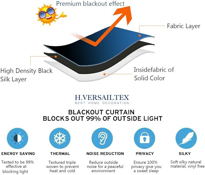 H.VERSAILTEX Blackout Patio Curtains 100 x 108 Inches for Sliding Door Extral Wide Blackout Curtain Panels Thermal Insulated Room Divider - Grommet Top, 9' Tall by 8.5' Wide - Orange