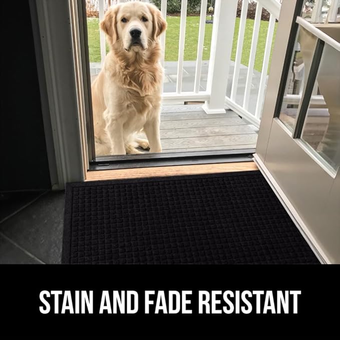 GORILLA GRIP® Ultra Absorbent Front Door Mat Outside Entrance, 47x35, Traps Dirt and Moisture, HydroABSORB Indoor Outdoor Doormat Holds Up to 6 Cups Water, Stain and Fade Resistant Welcome Mat, Black